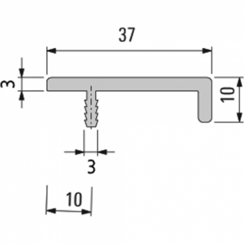 Alu-Griffleiste Typ J, Edelstahl-Optik, Länge: 145 mm